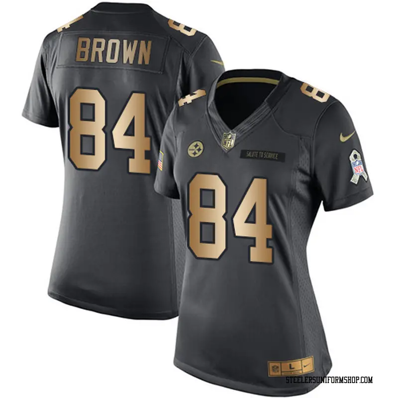 Nike Antonio Brown Pittsburgh Steelers Limited Black/Gold Salute to Service Jersey - Women's